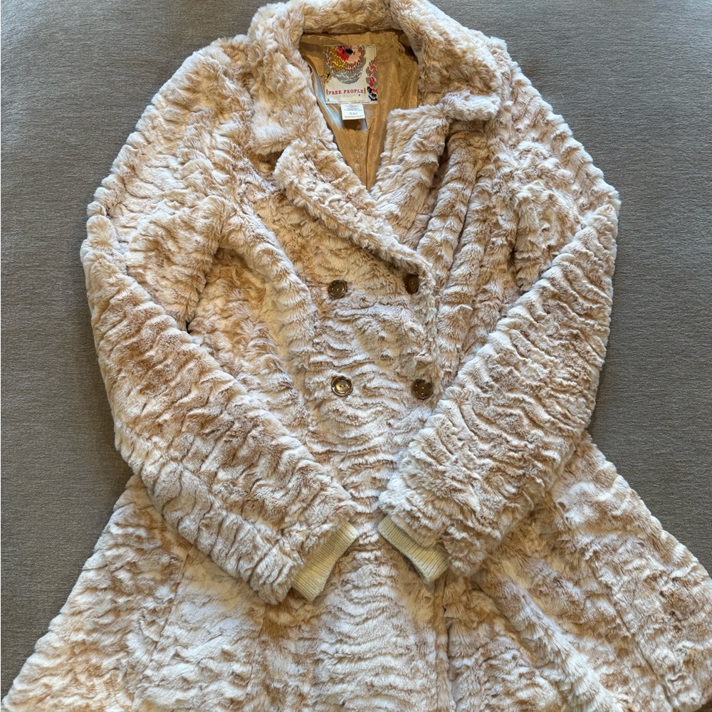 Free People Teddy Jacket in Cream and Tan